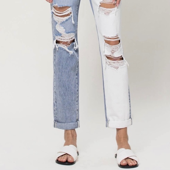 Vervet Two-Tone Cropped Mom Jeans - Picture 6 of 6